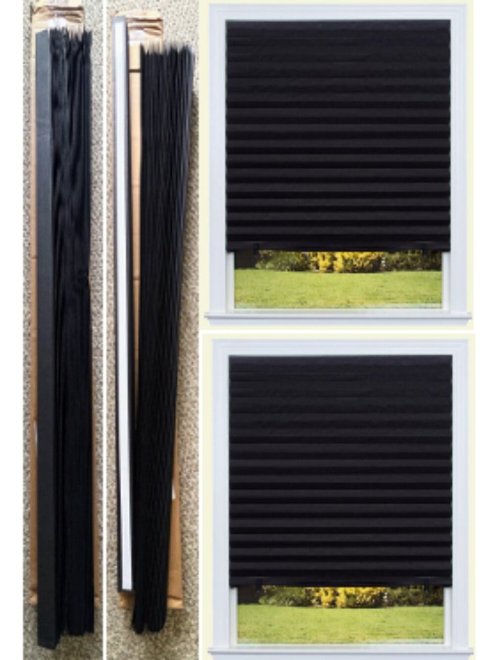 6-Pack of Stick-On 48" Blackout Pleated Paper Window Shades